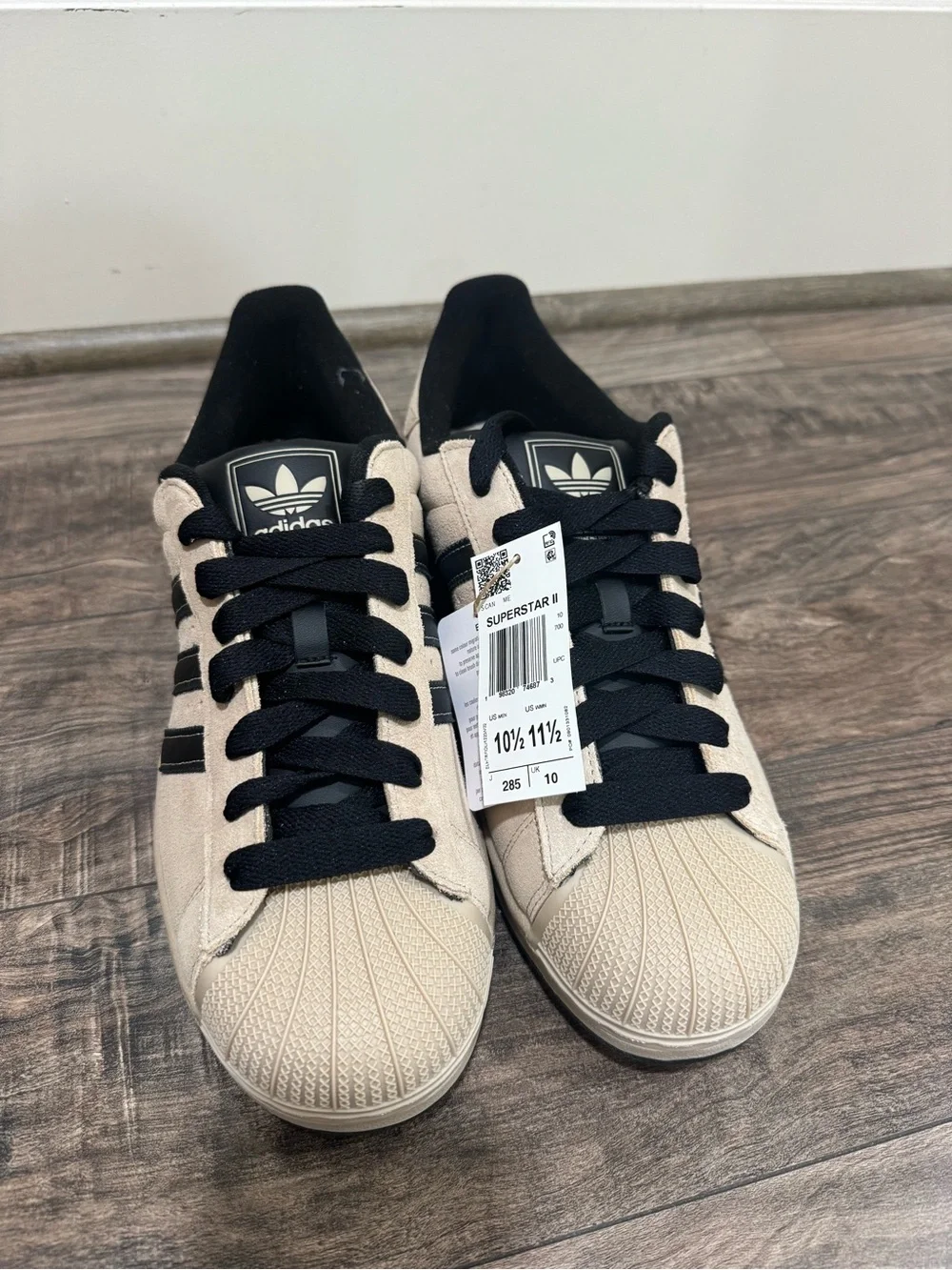 Adidas Superstar II JQ0913 Beige Black Suede Men’s 10.5 Women’s 11.5 NWT